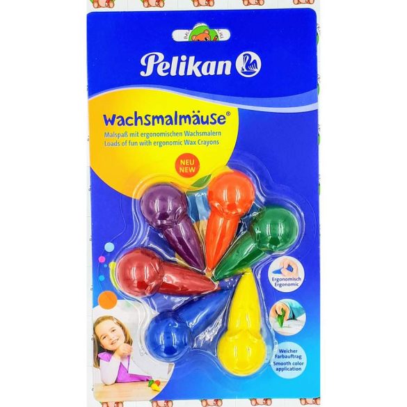 Egér alakú 6 darabos zsírkréta készlet jobb-és balkezeseknek