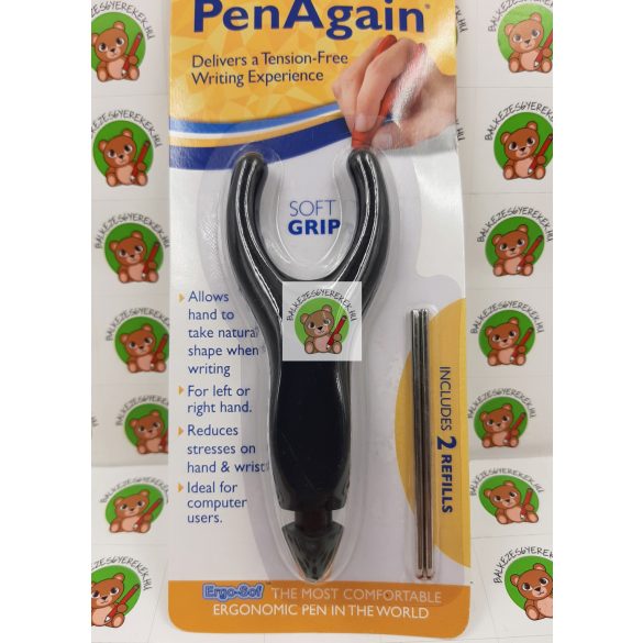 PenAgain kényelmi toll, fekete tintával 2 db ajándék tollbetéttel, négyféle színű tolltest: kék, piros, ezüst, fekete